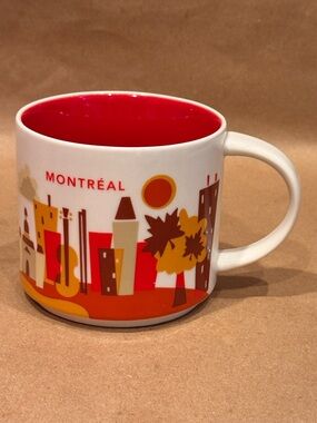 Starbucks 2015 You Are Here Montreal Red and Gold Mug. 14 fl oz.